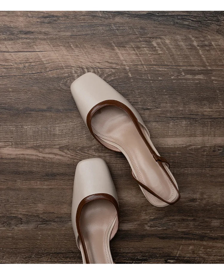 High Heels Dress Party Shoes Square Toe Walking Slides Mujer Zapatos Pumps