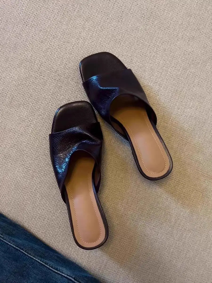 Elegant Sandals High Heels Slippers Brand Chunky Dress Open Toe Shoes Flip Flops Slides