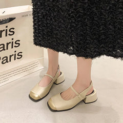 Buckle Square Heel Platform Mary Jane Shoes Casual Soft Soled High Heel Sandals Shoes