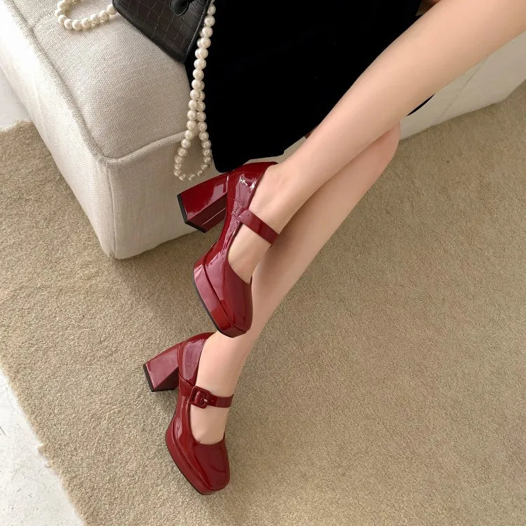 Red Patent Leather Mary Jane Pumps