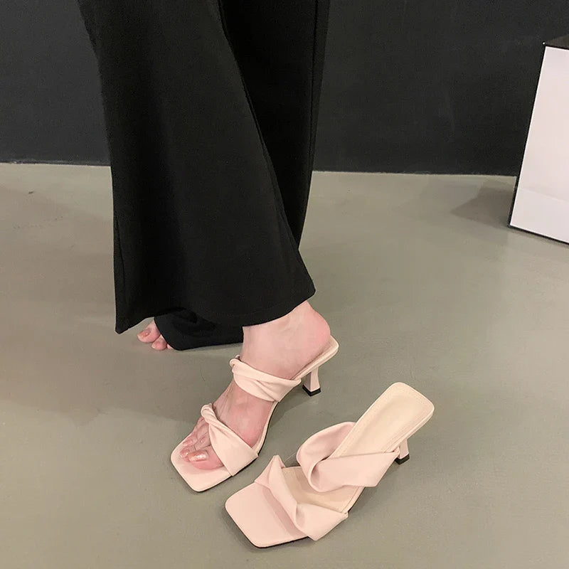Open Toe Slippers Comfort High Heel Party Dress Slides Shoes