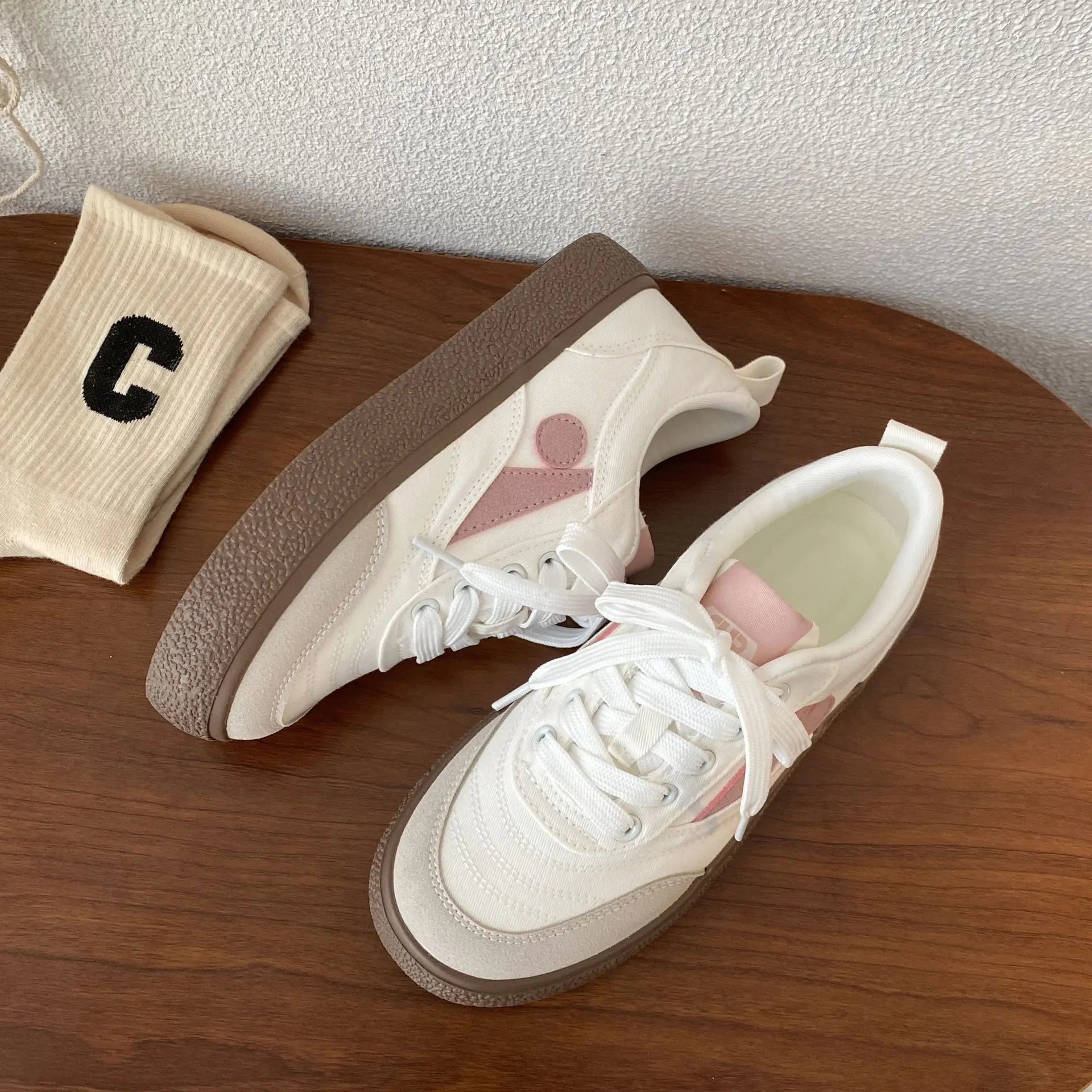 Thick Bottom Training Shoes Retro Mixed Color Students Sneakers Casual Concise Soft Soled Sports Shoes