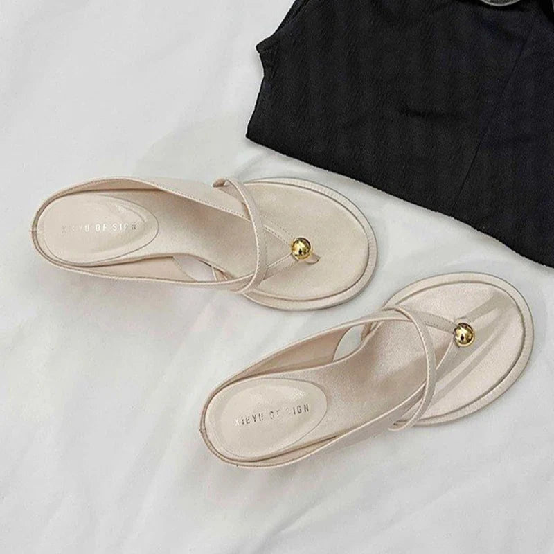 Clip Toe High Heels Sandals Shoes Woman Brand Beach Flip Flops Shoes Slingback Slides