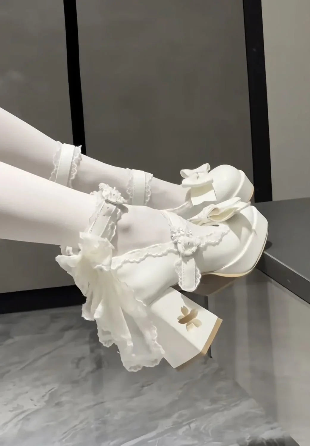 Lovely Girls Lolita Butterfly Knot High Heels Platform Shoes