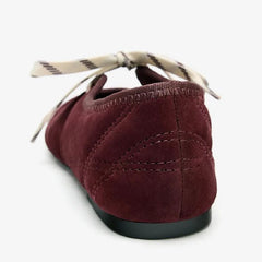 Brand Faux Suede Lace Up Ballet Flats Comfort Round Toe Mary Jane Shoes