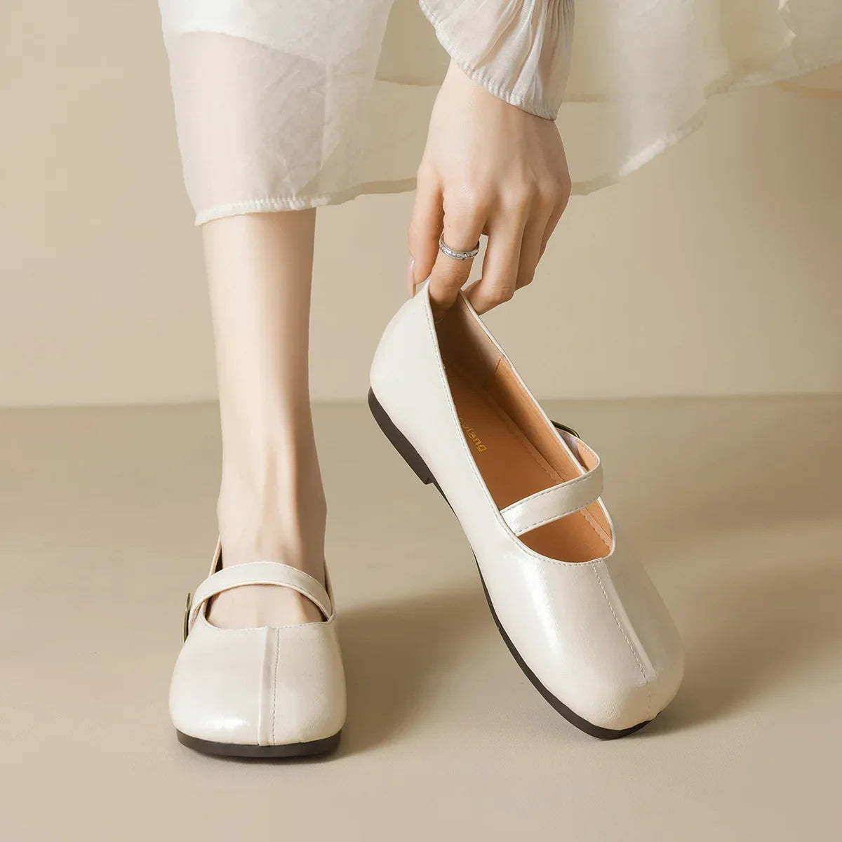 Retro Belt Strap Mary Janes Woman Lolita Flats Shoes Square Toe Cozy Slip On Loafers Solid Pu Leather Mocasines De Mujer