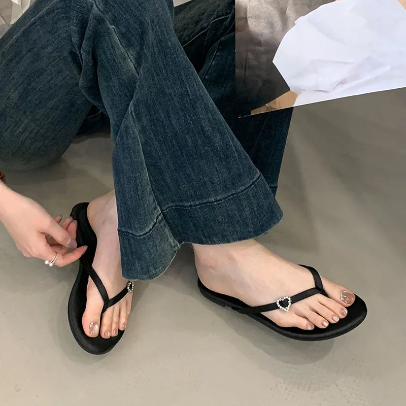 Round Toe Flats Slippers Shoes In Beach Slides Flats Sandals Shoes Flip flops