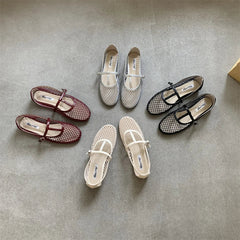 Cosy Mesh Heels Flat Shoes Round Toe Buckle Strap Casual Outdoor Dress Sandals