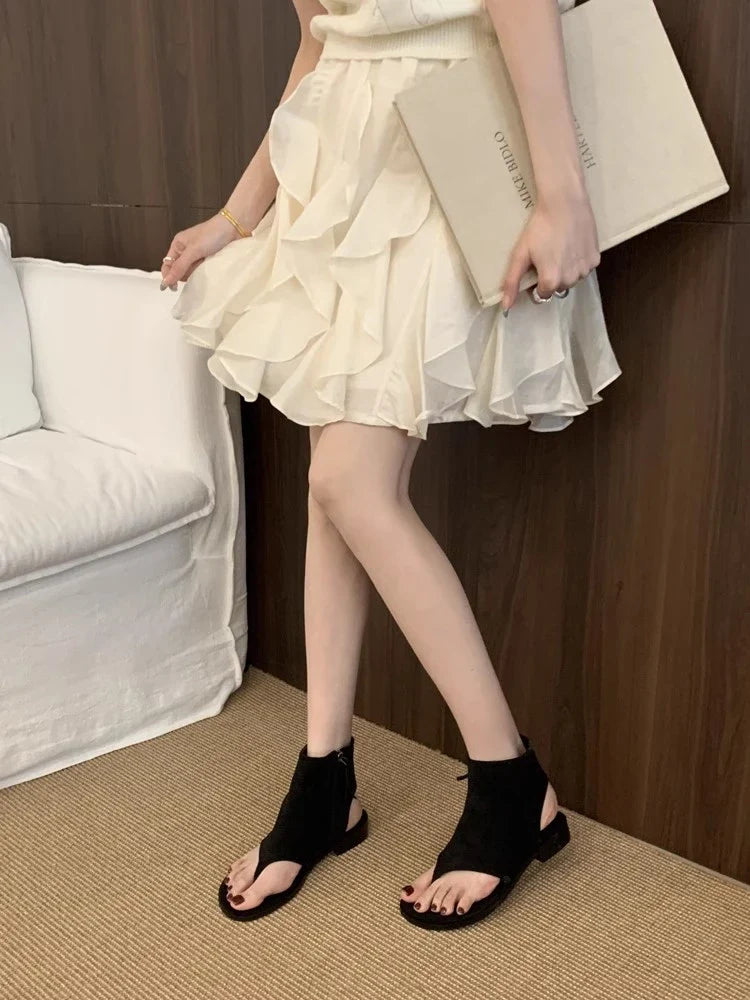 Ankle Cool Boots Sandals Flats Clip Toe Shoes Casual Open Toe Shoes Walking Slippers Mujer Sandalias