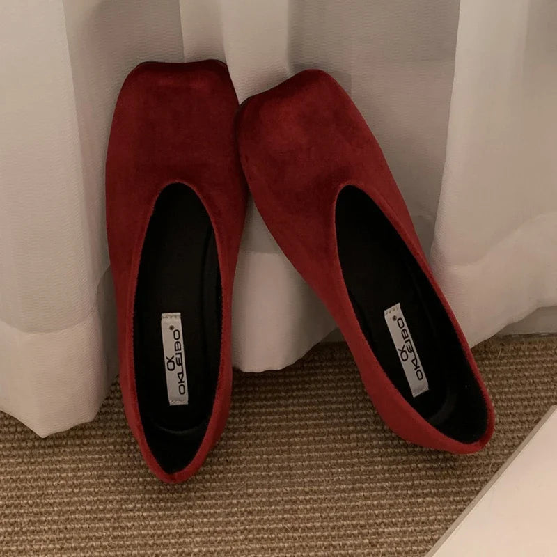 Footwear Mary Jane Shoes Shallow Comfort Soft Sole Square Toe Brand Flats Shoes Ladies