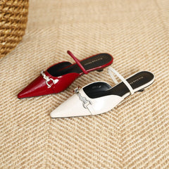 Low Shoes Ladies' Slippers Pointed Toe Butterfly-Knot Flat PU Rubber Strange Style Shoes Woman Butterfly-Knot Slipp