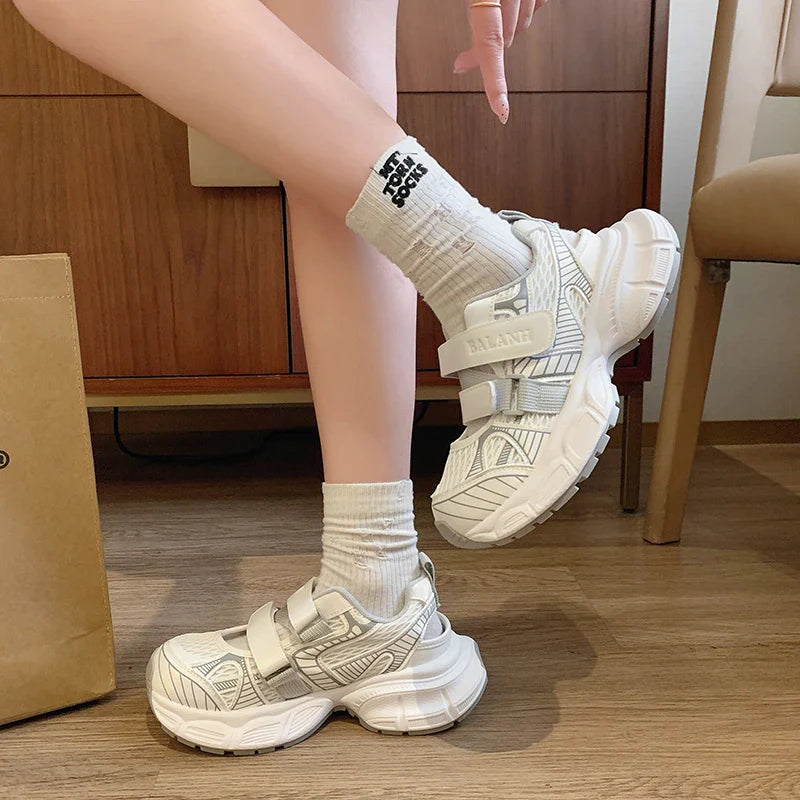 Sandals Thick Bottom Hollow Head Patch Color Sports Shoes Casual Increase Breathable Non-slip Shoes