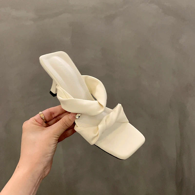 Open Toe Slippers Comfort High Heel Party Dress Slides Shoes