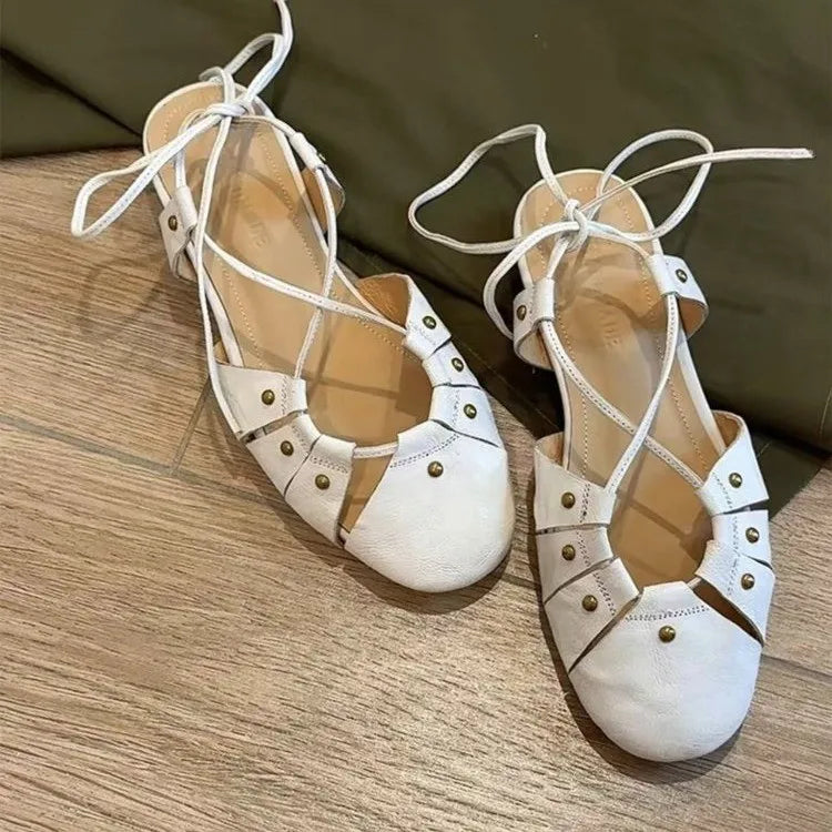 Flat Sandals Woman Slippers Slingback Trend Dress Shallow Soft Leather Comfort Sandalias