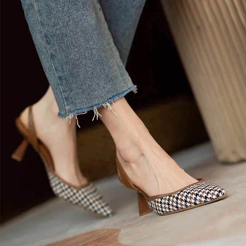 Pointed Toe Sandals Elegant Slippers High Heels Shoes Brand Slingback Shoes Dres Pumps Mujer De Slides