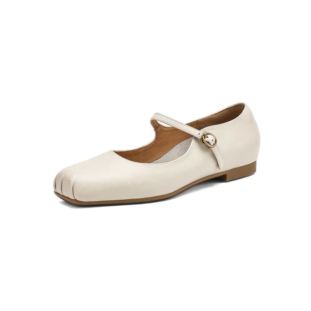 Womens Casual Flats Shoes Genuine Leather Mary Janle Shoes Moccasins Walking Lofers Shoess Retro Flats