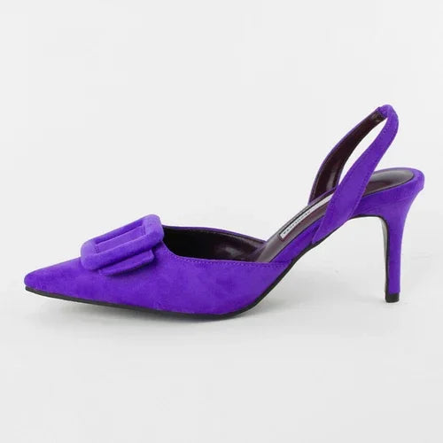 Sandals Pointed Toe High Heels Stiletto Square Buckle Large Size Single Shoes