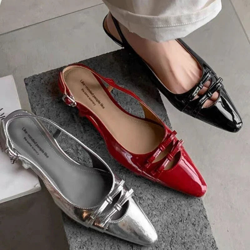 Cover Toe Butterfly-knot Low Heel Stripper Party Sandalias