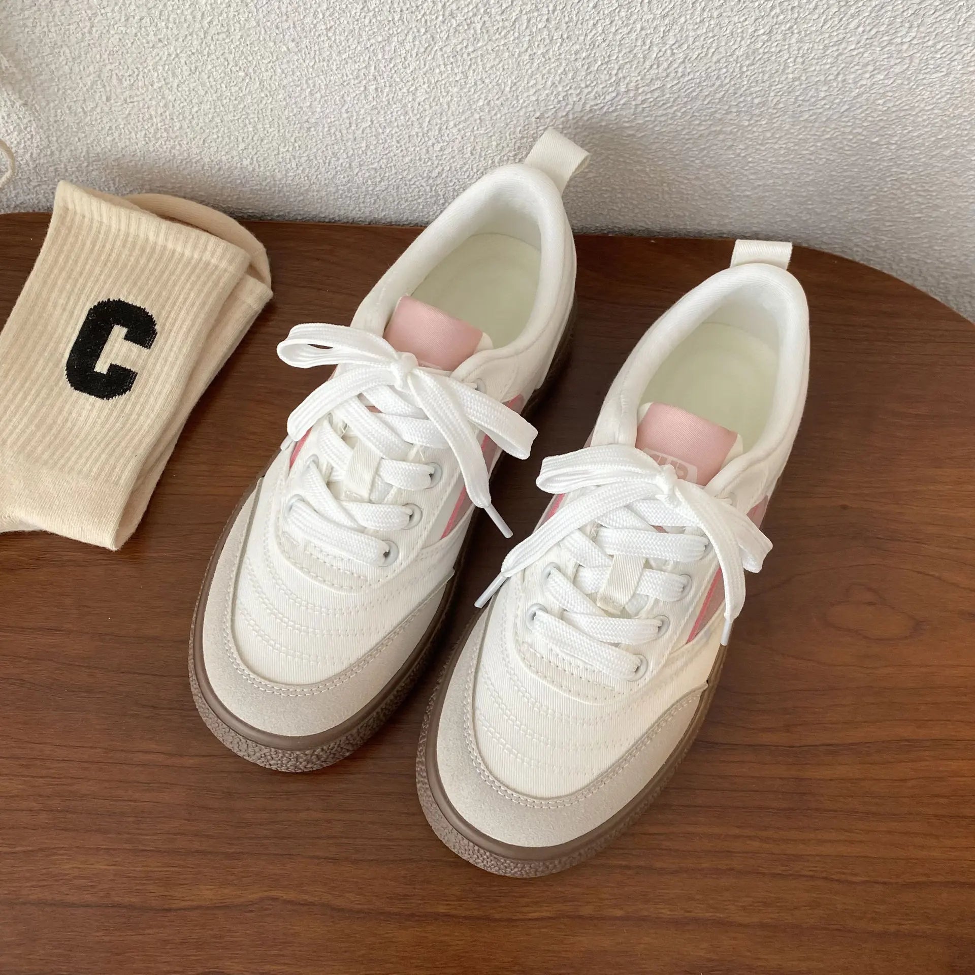 Thick Bottom Training Shoes Retro Mixed Color Students Sneakers Casual Concise Soft Soled Sports Shoes