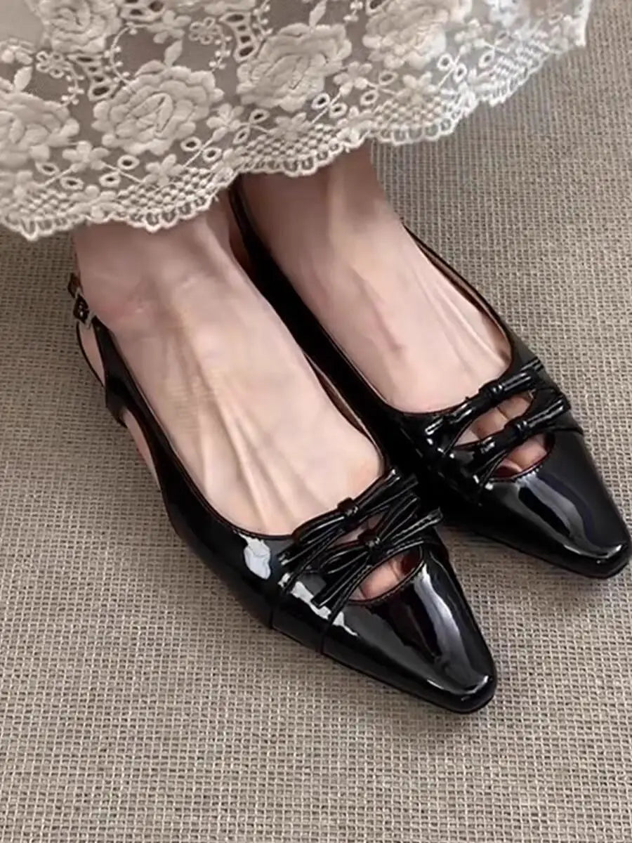 Cover Toe Butterfly-knot Low Heel Stripper Party Sandalias