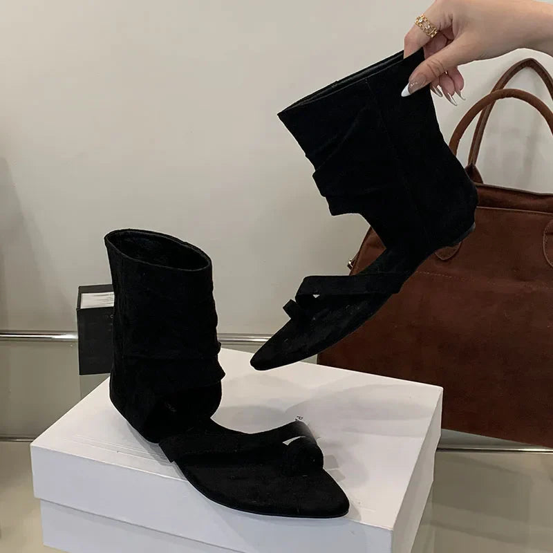 Slip Heeled Sandals Ankle Booties Shoes Flip flops Open Toe Low Heel Sandals Boots