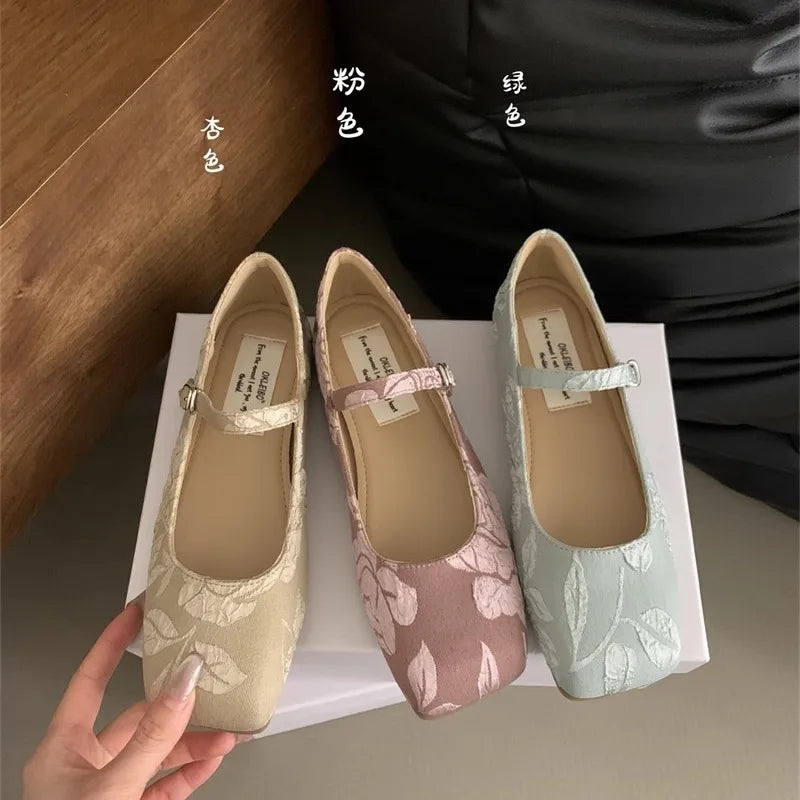 Square Flat Mary Jane Shoes
