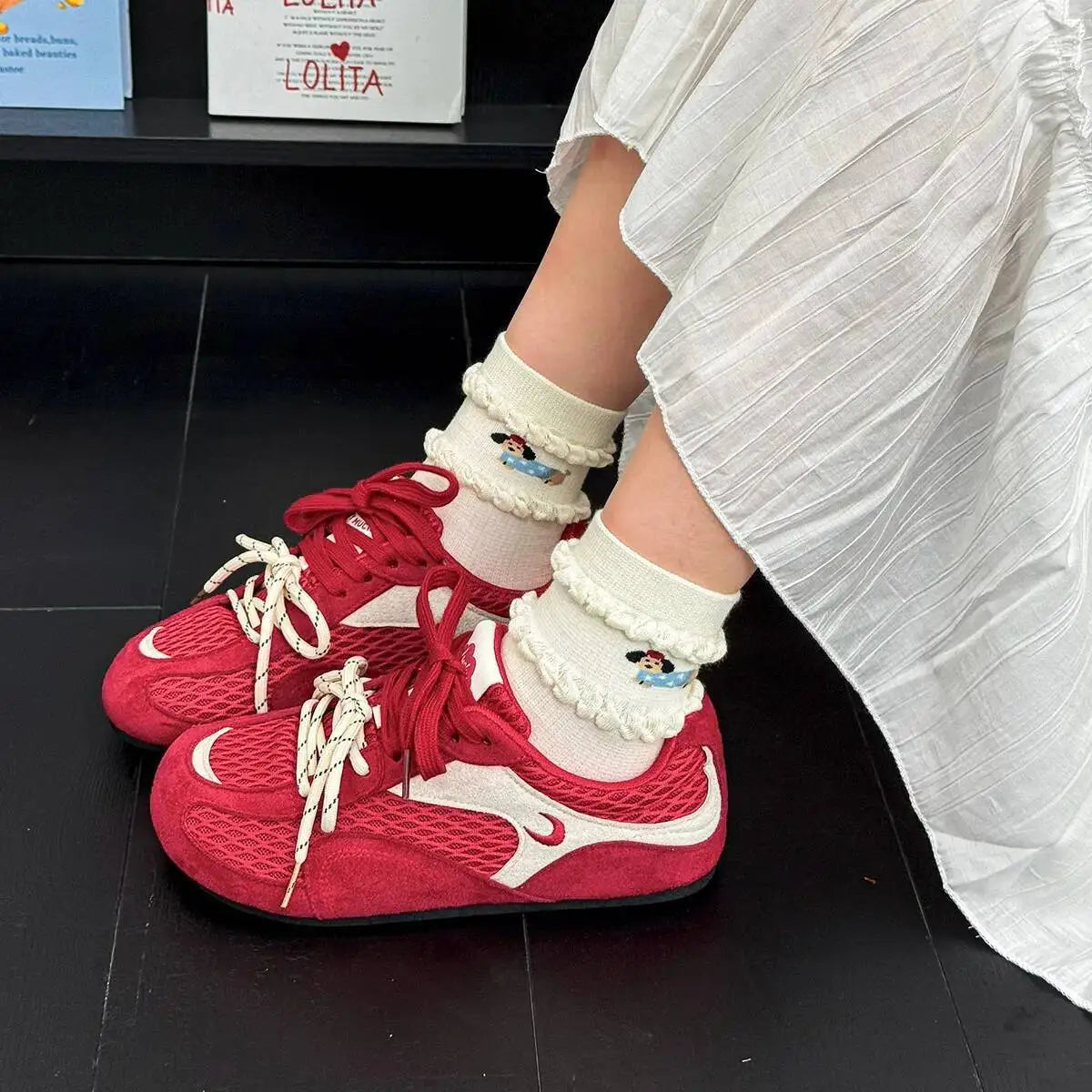 Casual Sneakers Soft Soled Mesh Sneakers Lightweight Breathable Ins Trendy Color Block Japanese Style