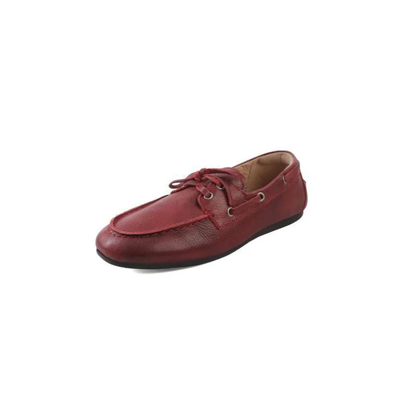 Leather Flats Shoes Loafers Round toe Vintage Suede Leather Casual British Style Flat Single Shoes