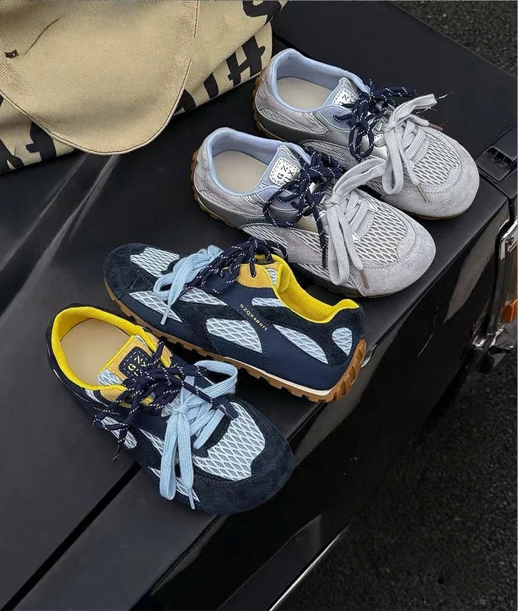 Outdoor Running Shoes Comfortable Lace Up Sneakers Casual Flats Soft Flat Sneakers Shoes