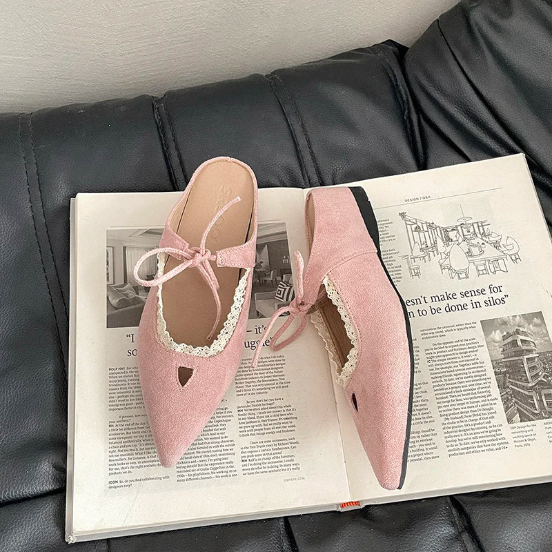 Pointed Toe Mules Slippers Casual Dress Street Style Slip On Shoes