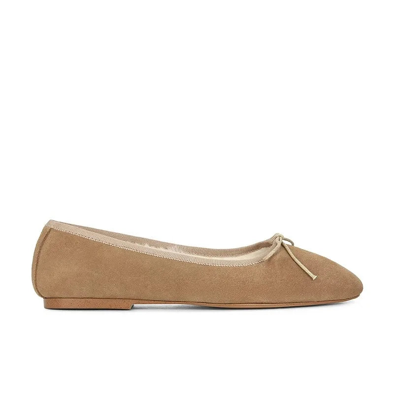 square toe suede leather fur flats elegant bowtie ballerina shoes warm plush mocasines slip on furry loafers