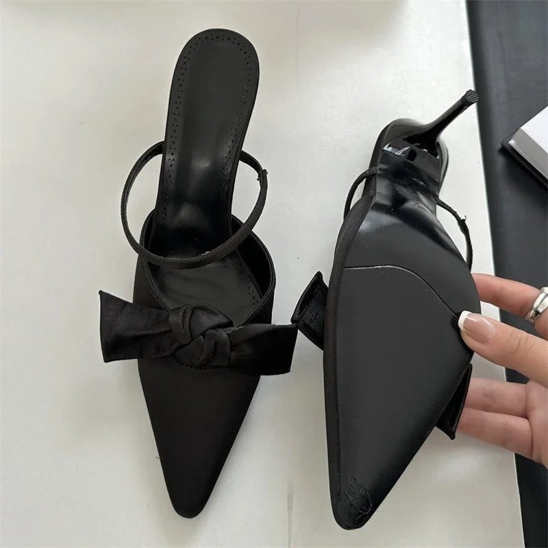 Design Style Butterfly-knot Thin High Heels Pointed Toe Banquet Wedding