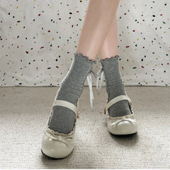 JK Mary Jane Shoes Causal Shallow Butterfly-knot Shoes Leather Shoes