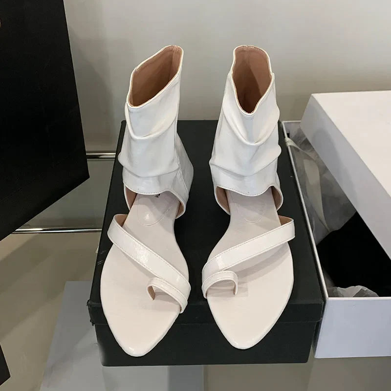 Slip Heeled Sandals Ankle Booties Shoes Flip flops Open Toe Low Heel Sandals Boots
