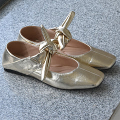Ballerinas Shoes Round Toe Black Velvet Silver Mary Jane Shoes Sandals Elegant Ballet Flats