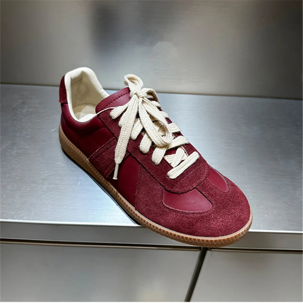 Genuine Leather Sneakers Cross-tied Comfort Casual Flats Shoes Woman High Quality Sport Shoes Sneakers