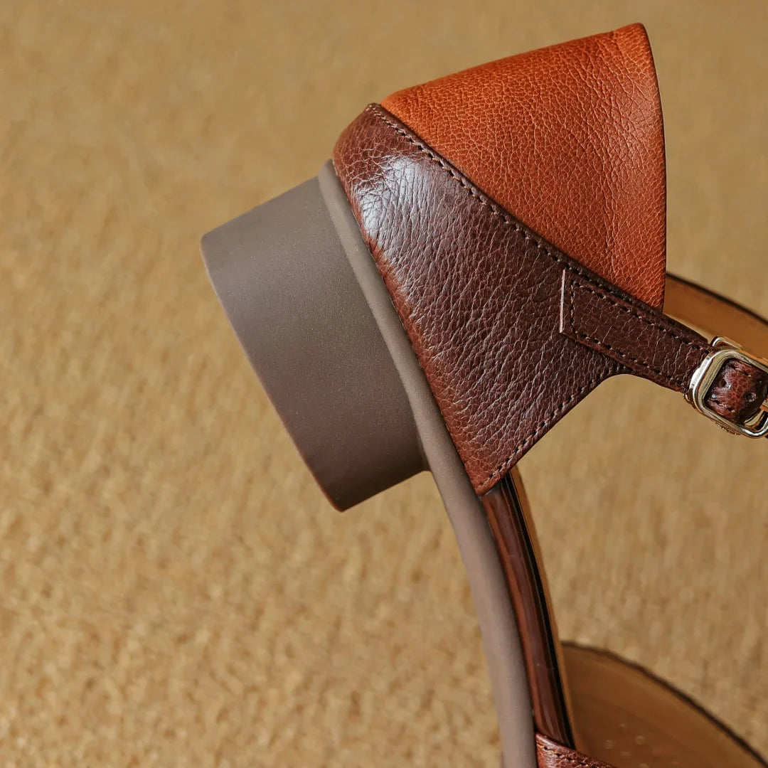 Plus size 34-41 sheepskin hollow-out mix color patchwork ankle strap flats sandals round toe elegant daily shoes