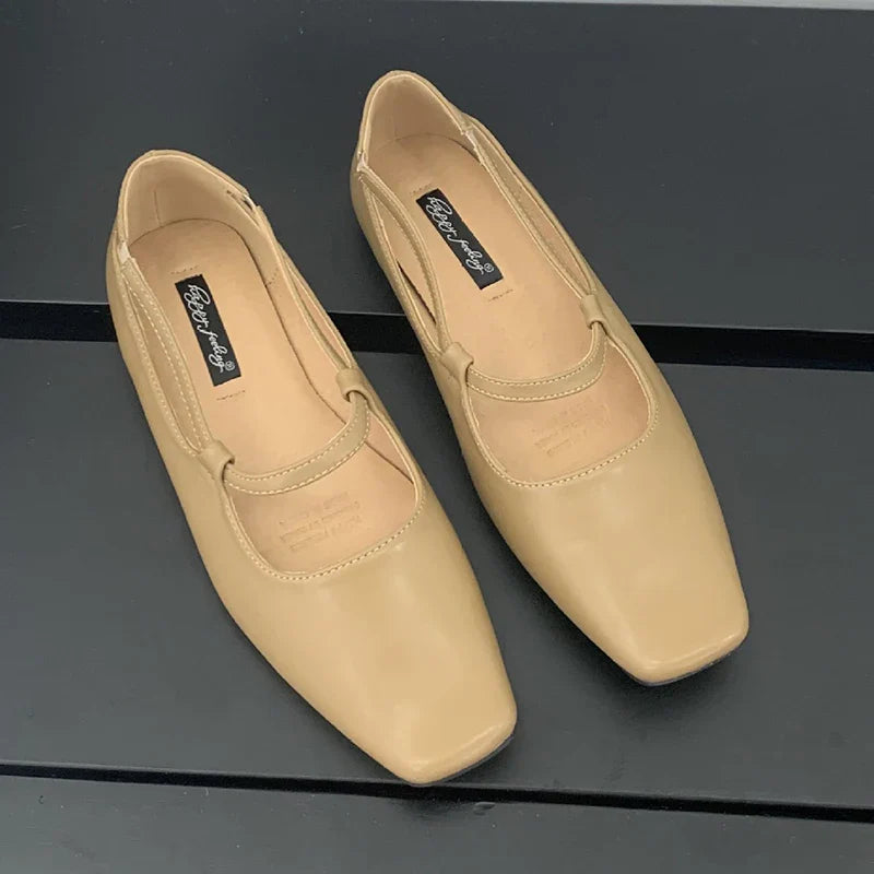 Flat mary janes shoes woman candy color soft leather ballet flats ankle strap comfy mocaasins