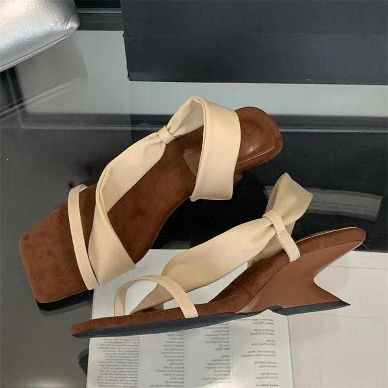 Arrived Open Toe Wedges Heels Square Party Zapatos De Mujer