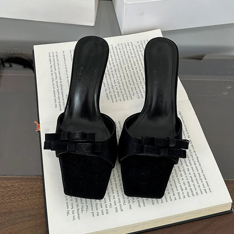 Butterfly-Knot High Heels Pumps Shoes In Slip Thin Heels Shoes
