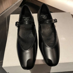 genuine leather sqaure toe mary jane ballet flats leisure soft comfortable casual ballerians espadrilles shoes