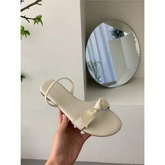 Flat Shoes Low Woman's Slippers Slides Butterfly-Knot Rome Butterfly-knot Rubber Retro Scandals PU H