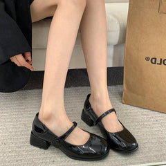 Shoes Woman Oxfords All-Match British Style Footwear Leather Preppy Dress Retro Med Mary Janes