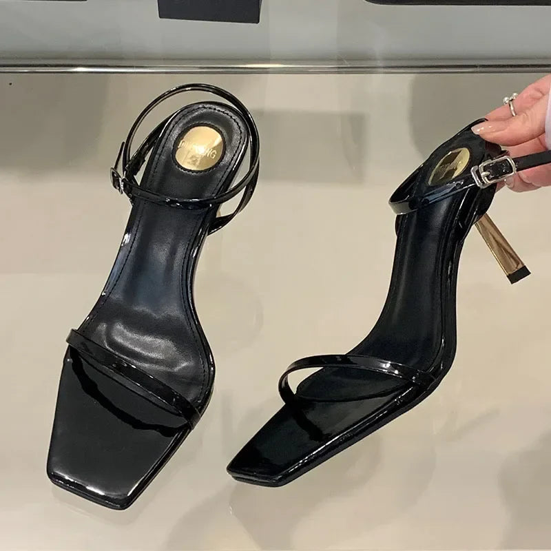 Thin Heels Sandals Open Toe Ankle Strap High Heels Simple Elegant Party Shoes