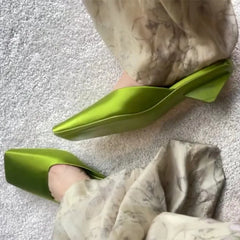Flip-flops Green Black Brown Ballet Outdoor Low Heels Satins Slingback Shoes