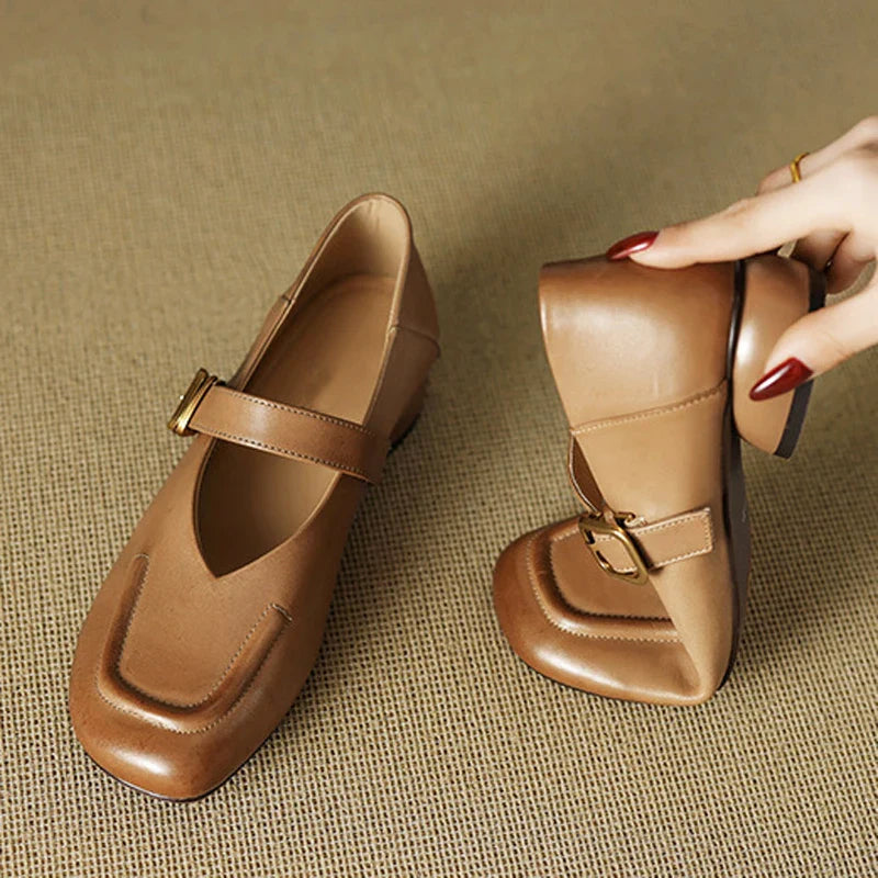 Strange Low Heels Flats Woman Buckle Strap Mary Janes Round Toe Flats Loafers Femme Slip On Barefoot Mocassines Mujer Boat Shoes