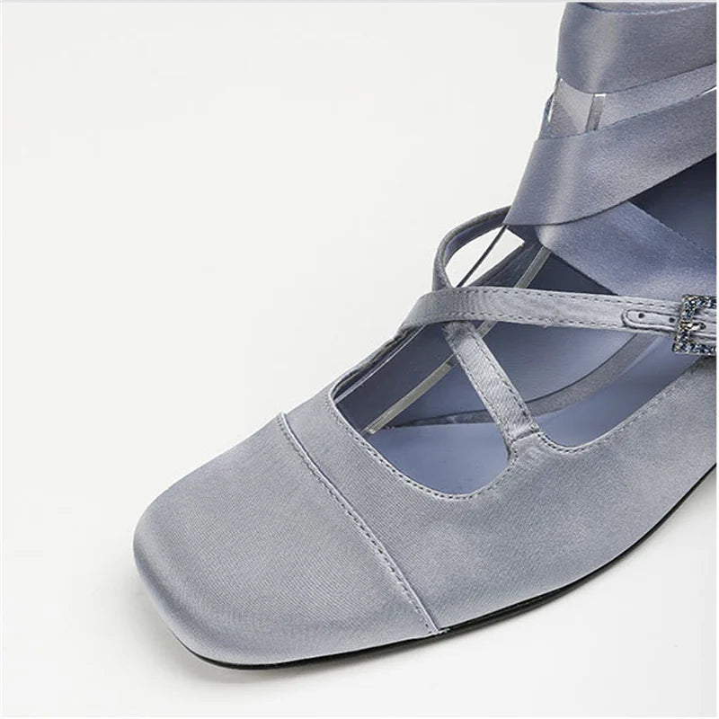 Ballet Elegant Blue Black Pink Heels Round Toe Lolita Mary Janes PumpsFree Shipping Shoes On Offer Sandals 2024