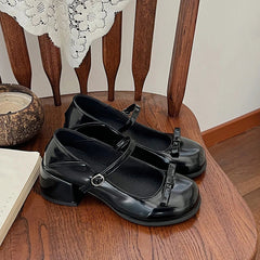 Mary Jane Shoes Elegant Low Heel Shoes Casual Buckle Single Shoes College Style Footwear Single Pumps
