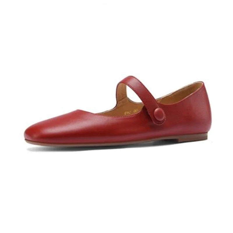 Mary Jane Shoes Genuine Leather Shoes Buckle Comfortable Flat Shoes
