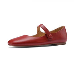 Mary Jane Shoes Genuine Leather Shoes Buckle Comfortable Flat Shoes